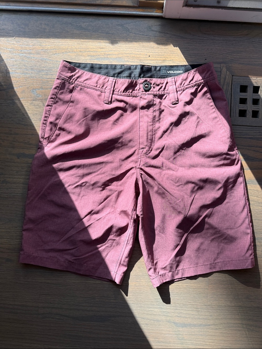 Volcom Men's Hybrid Maroon Casual Flat-Front Shorts